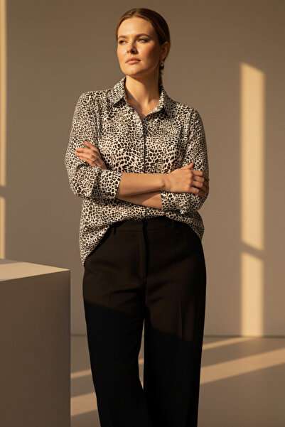 Hanezza Leopard Touch of Her Elegance: Plus Size Women's Cotton Viscose Shirt/tunique
