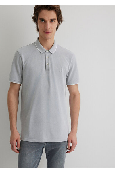 Mavi Graues Polo-T-Shirt mit Streifendetail, Slim Fit / Slim Fit 065900-34019