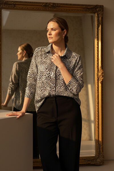 Hanezza Leopard Touch of Her Elegance: Plus Size Women's Cotton Viscose Shirt/tunique