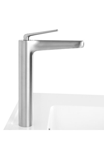 Maison Mex Tall washbasin mixer, NAOMI, L.15.1 l.4.5 H.29.9/26.5/24.1 cm, brushed grey