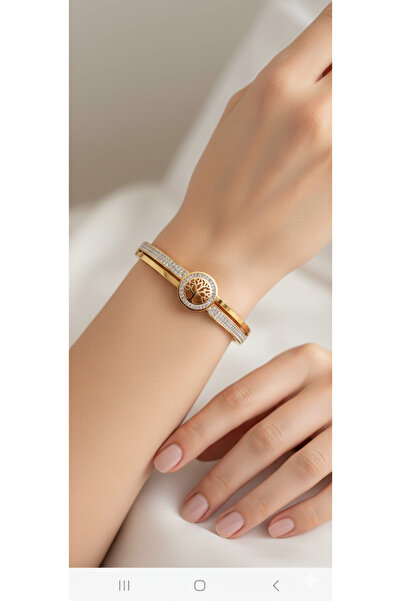 ONSUN Hayat Ağacı Taşlı Çelik Bileklik