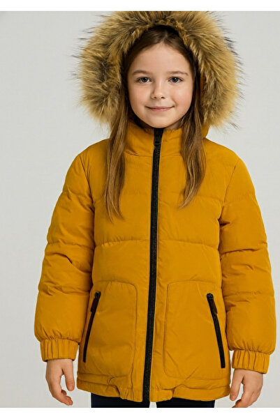 YusGos Girl's Waterproof and Windproof Fur Lined Detachable Hooded Coat (3-15 Years) Orange 4 Years
