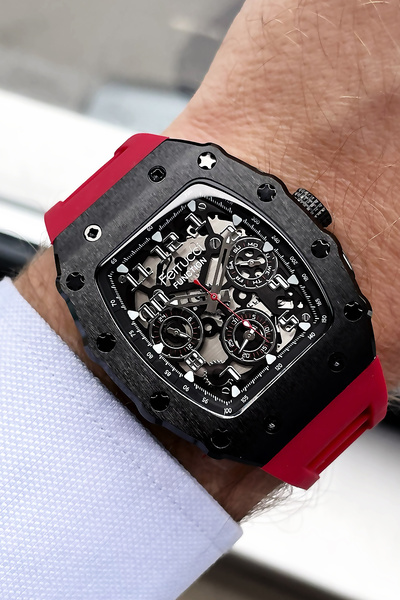 Ferrucci Function Original Men Wristwatch Waterproof Red Silicone Cord + Gift Bracelet Fre2050C1