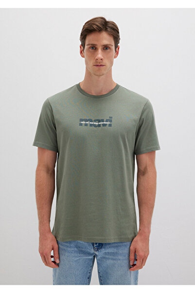 Mavi Khakifarbenes T-Shirt mit Logo-Print, reguläre Passform / Regular Fit0610943-80692