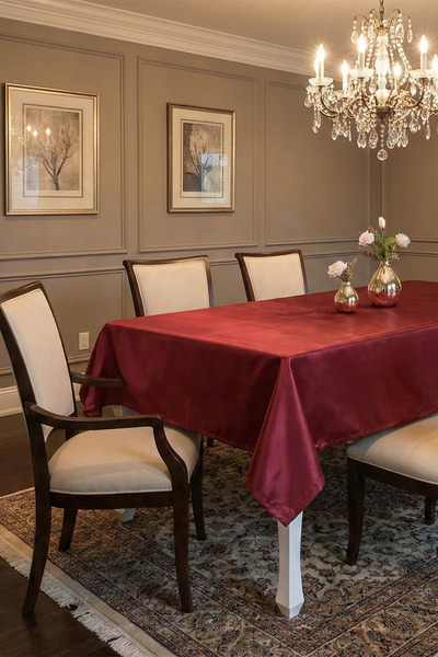 Finezza Kristal Monoray Kumaş Bordo Masa Örtüsü Dikdörtgen 140x200 Cm - 1035