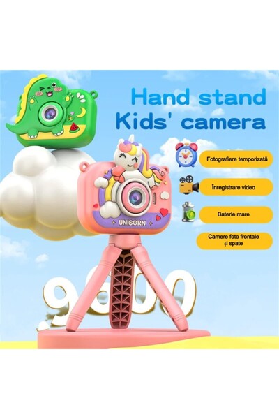 MILARIS Camera foto copii, Trepied, Husa protective silicon, Ecran IPS de 2 inch