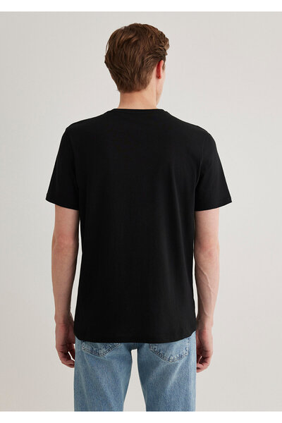 Mavi Schwarzes T-Shirt mit Siegellogo-Aufdruck, Slim Fit / Slim Fit 0611023-900