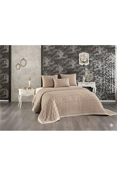 Vinaldi VNL BUTİK YATAK ÖRTÜSÜ ÇİFT KİŞİLİK ZİGZAK VİZON