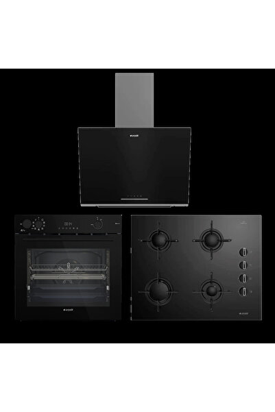 Arçelik Yeni Siyah Üçlü Cam Seri Ankastre Set