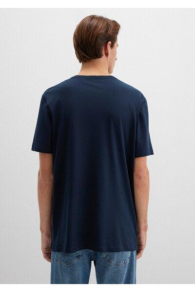 Mavi Marineblaues T-Shirt mit Istanbul-Aufdruck, reguläre Passform 067114 -34319