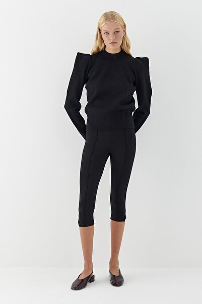 MARKALİSTE High Collar Wide Padded Sweater Black