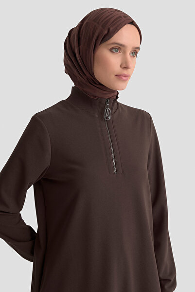 Armine TREND Μπλούζα με μανίκια με ραβδώσεις και μισό φερμουάρ 25KT456