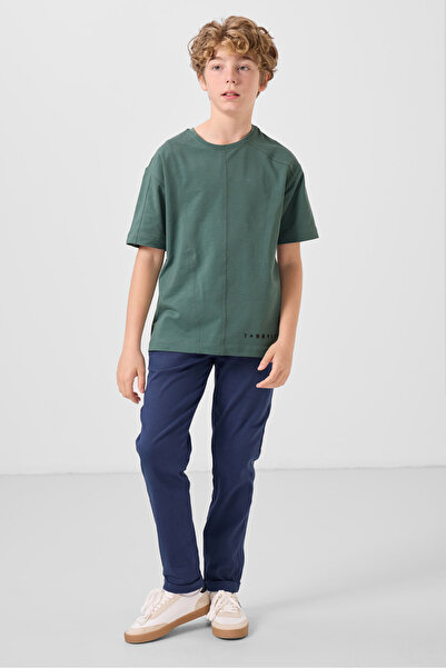 TOMMY LIFE Navy Blue Standard Fit Woven Lightweight Flexible Chino Boys' Trou...