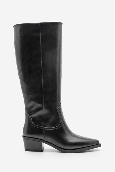 Marjin Γυναικείες μπότες Western χωρίς φερμουάρ με μυτερή μύτη Mivez Μαύρο