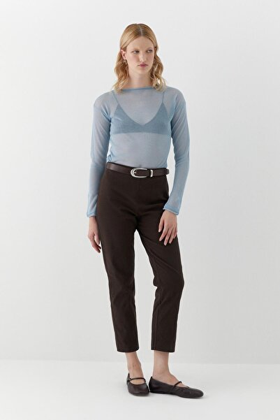 MARKALİSTE Elastic Waist Gabardine Trousers Brown