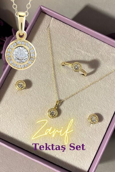 Hepimitu Altın Tektaş Set 14 Ayar