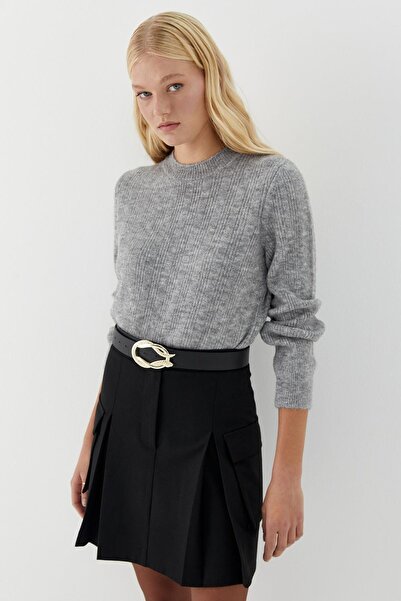 MARKALİSTE Πλεκτό πουλόβερ με στρογγυλή λαιμόκοψη Γκρι