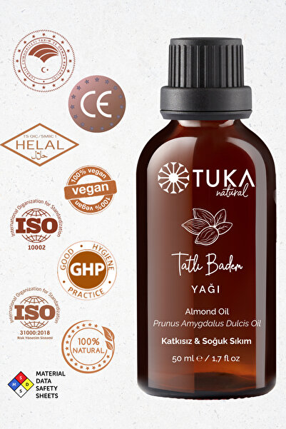 TUKA NATURAL Tatlı Badem Yağı 50 ml | Saç ve Cilt İçin Saf Doğal Yağ