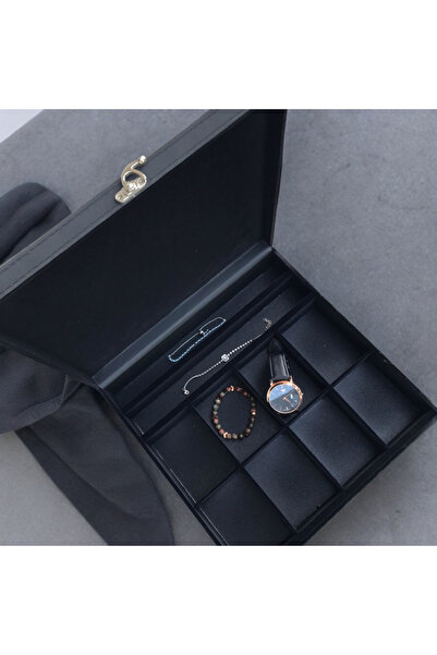 Adalinhome 10 Gözlü Aksesuar Takı Saat Aksesuar Kutusu Kahve