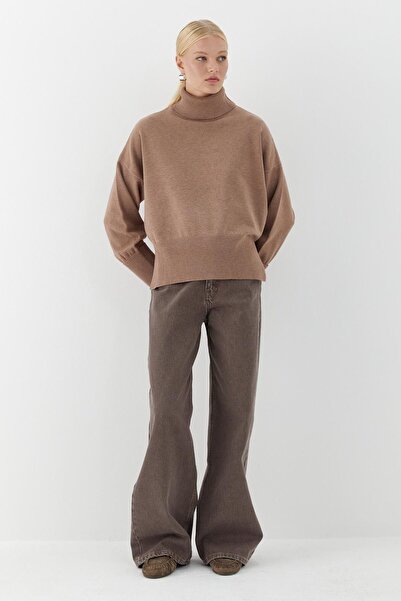 MARKALİSTE Basic High Neck Knit Sweater Mink