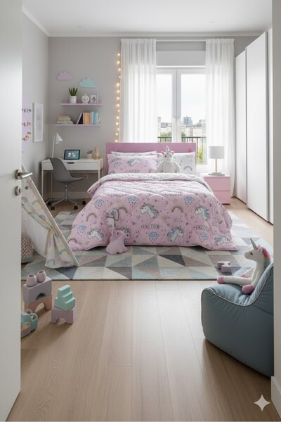 CEYLİNE CLASY TEK KİŞİLİK NATURE YORGAN UNİCORN PEMBE