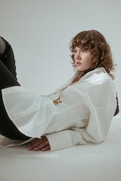 MARKALİSTE Βαμβακερό πουκάμισο με λεπτομέρεια από πλέγμα εκρού