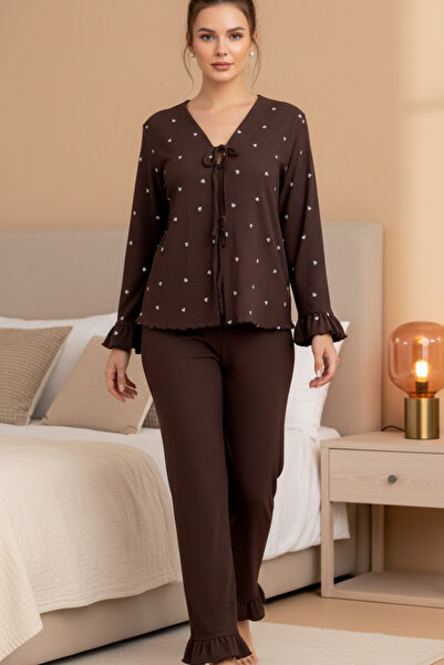 ELİTOL Σετ πιτζάμες γυναικεία φόρμα με μακρυμάνικο πλεκτό σχέδιο με σχέδιο καρδιάς