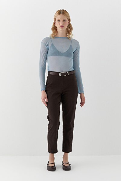 MARKALİSTE Elastic Waist Gabardine Trousers Brown