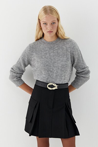 MARKALİSTE Πλεκτό πουλόβερ με στρογγυλή λαιμόκοψη Γκρι