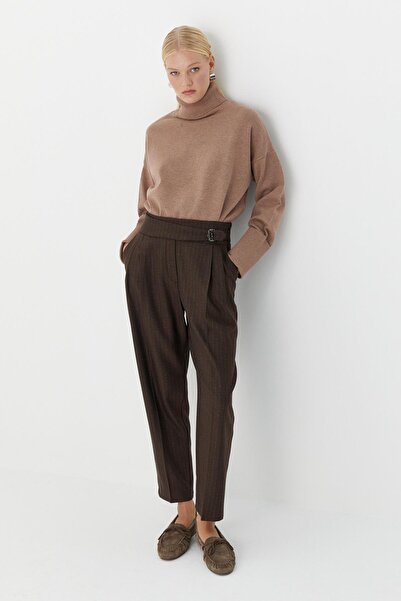 MARKALİSTE Pilesi Front Detail Trousers Brown