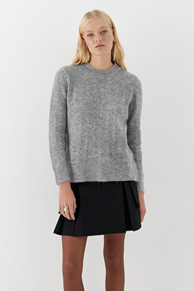 MARKALİSTE Πλεκτό πουλόβερ με στρογγυλή λαιμόκοψη Γκρι