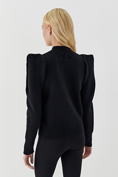 MARKALİSTE High Collar Wide Padded Sweater Black
