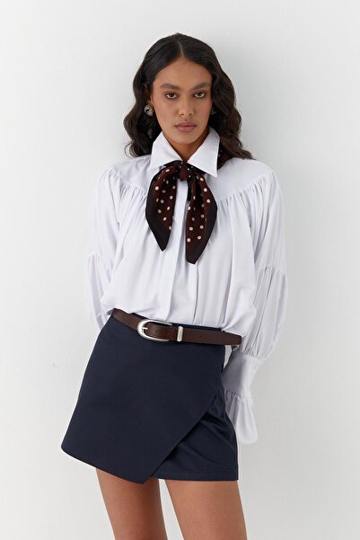 MARKALİSTE Volan Sleeve Detailed Gathered Shirt White