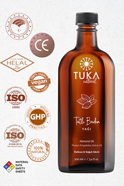 TUKA NATURAL Tatlı Badem Yağı 100 ml | Ekonomik Boy Doğal Bakım Yağı