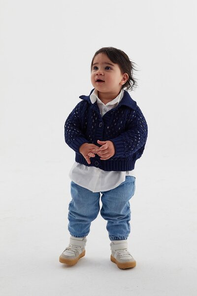 MARKALİSTE Navy Blue Children's Knitwear Cardigan