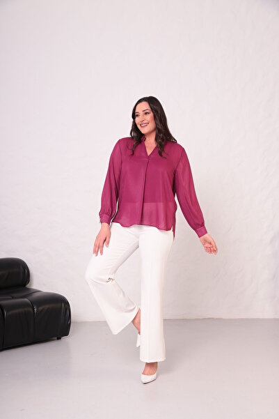 Shahiqa Plus Size Glitter Transparent Blouse
