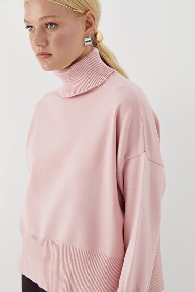 MARKALİSTE Basic High Neck Knit Sweater Pink