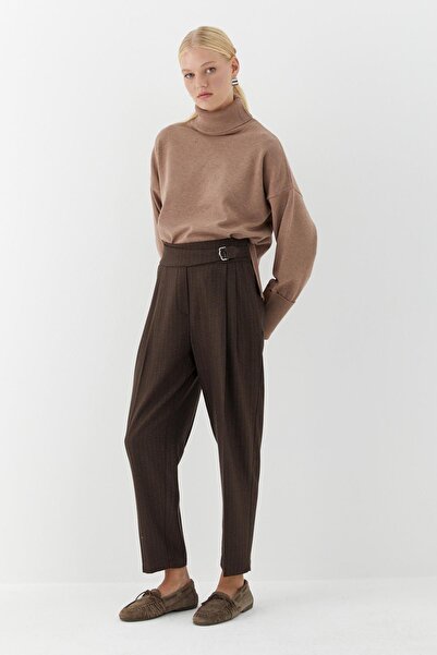 MARKALİSTE Pilesi Front Detail Trousers Brown