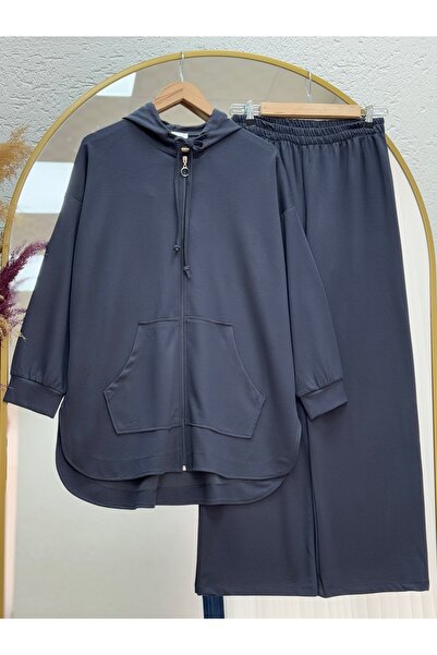 MİHRA STORE Set de pantaloni cu buzunar cangur și fermoar Hande-MF1746 Antracit