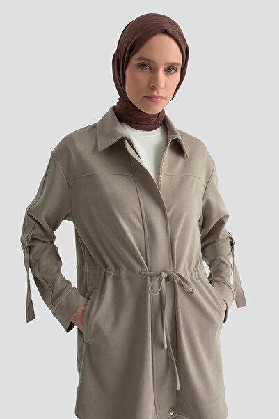 Armine Lycra Suit with Sleeve Detail, Lace-Up, Lengthened Zippered Pants