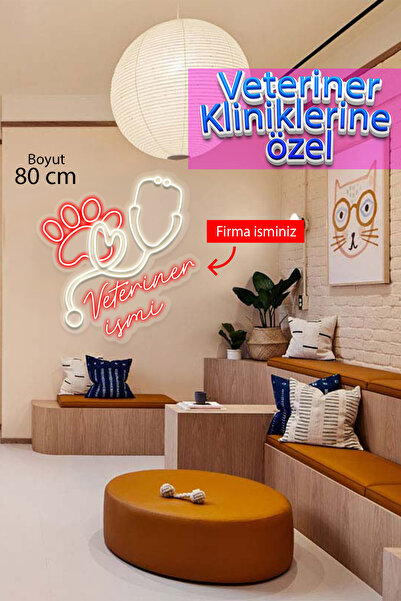 Masal Veteriner kliniklerine isme özel duvar neon led dekorasyon tabela