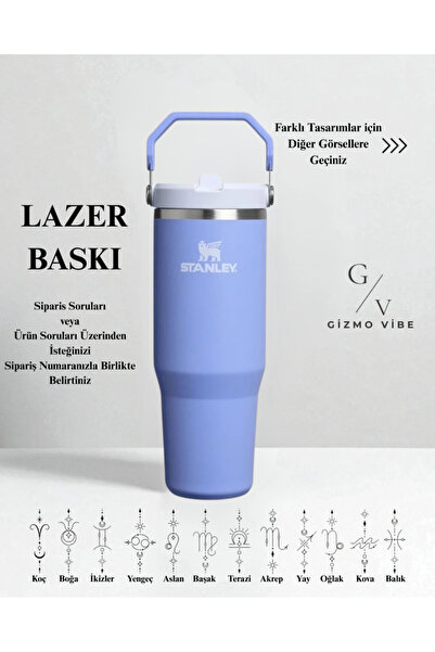 Stanley Kişiselleştirilmiş The IceFlow Flip Straw Pipetli Termos Bardak 0,89 Özel İsimli