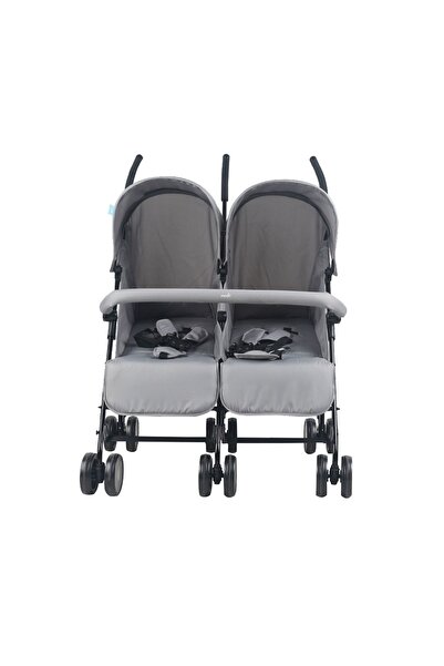Moon - Twinnzi Double Stroller - Side By Side Duo Tandem Pram - Grey
