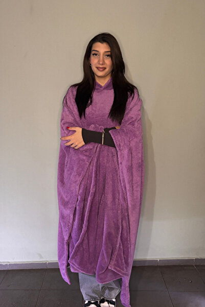 Nuvy Giyilebilir Hoodie Battaniye Mor