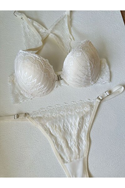 dem merys Μπροστινό ανοιγόμενο δαντελένιο σουτιέν με επένδυση και λεπτομέρεια πεταλούδας στην πλάτη