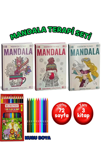 GÖNÜL YAYINCILIK Mandala Büyükler Için Boyama Seti - Adet Terapi Boyama Kitabı Kalem Seti
