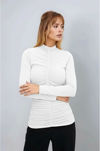 MAMAYAGA Bluză cu mânecă lungă, cu guler în picioare, cu mânecă lungă, ocazio...