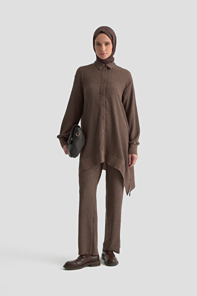 Armine Σετ παντελόνι με ασύμμετρο κόψιμο με κουμπιά από ύφασμα βισκόζης