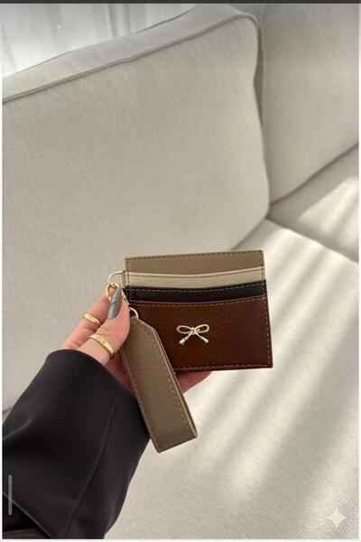 mlio Brown Key Detailed Bow Card Holder Wallet