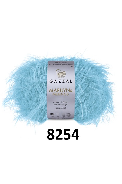 GAZZAL İPLİK Gazzal Marilyn Merino dugačka vunena pređa za pletenje 250g 5x50...